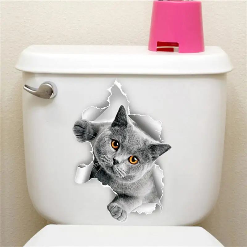 New Cartoon Toilet Sticker Toilet Bathroom Waterproof Self-adhesive Paper Cute Cat Expression Sticker 1/2/3PCS