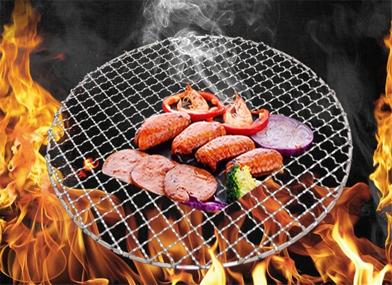 304 stainless steel round grill net with foot barbecue meshes