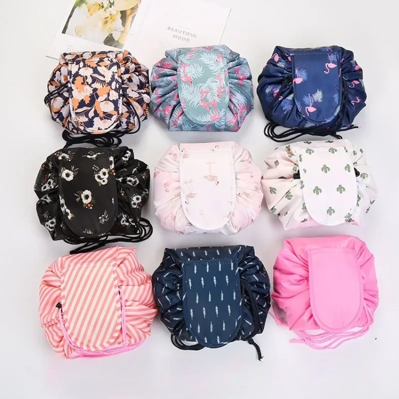 Women Drawstring Cosmetic Bag Travel Storage Makeup Bag Female Make Up Pouch Organizer Portable Waterproof Toiletry Beauty Case