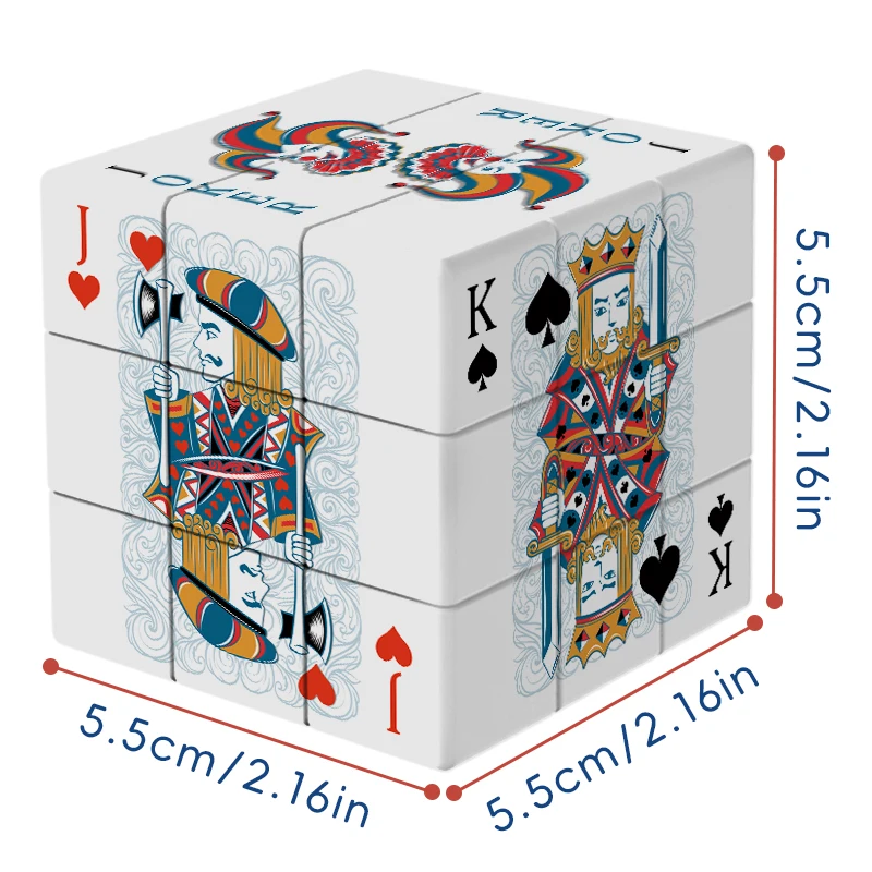 포커 큐브 3x3 V2, 데스크탑 스포츠 큐브 - 3층 챌린지 퍼즐, UV 인쇄된 플레잉 카드, 성인에게 적합