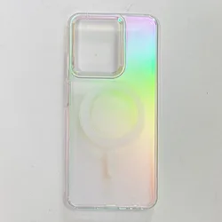 Gradient Rainbow Clear Magnetic Shockproof Case with Magsafe Compatibility for Motorola Moto G Stylus 5G (Colorful)