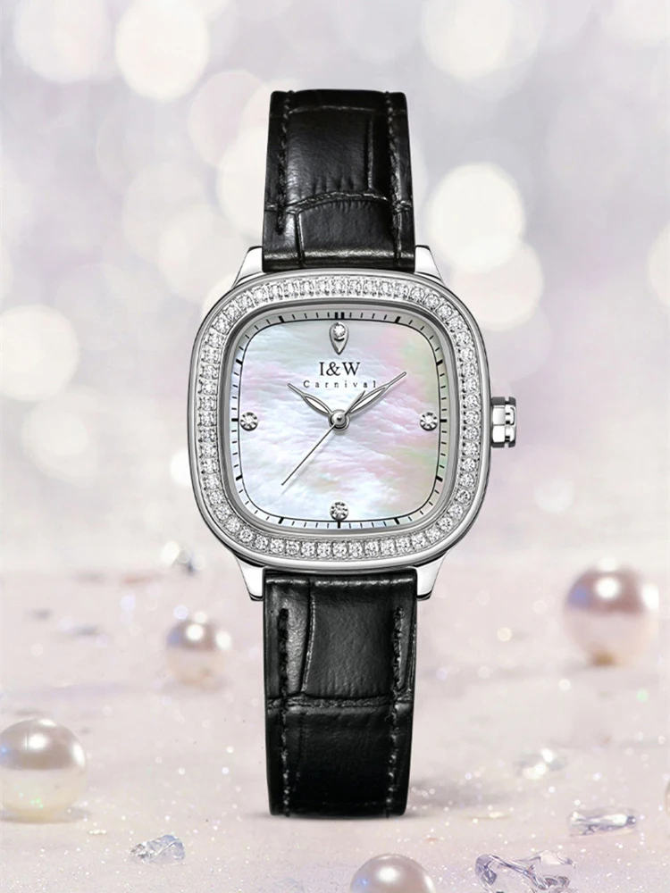 2023 New CARNIVAL Watch For Women Luxury Casual Clock Leather Quartz Brandes Ladies Wristwatches Fashion Zegarki Reloj Mujer