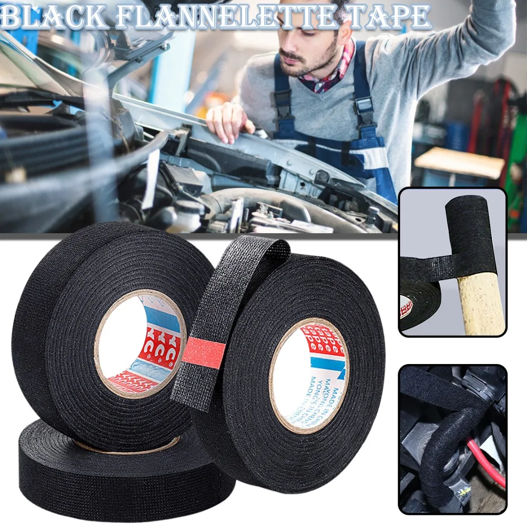 

10pcs Heat-resistant Adhesive Cloth Fabric Tape For Car Auto Cable Harness Wiring Loom Protection Width 19MM Length 15M