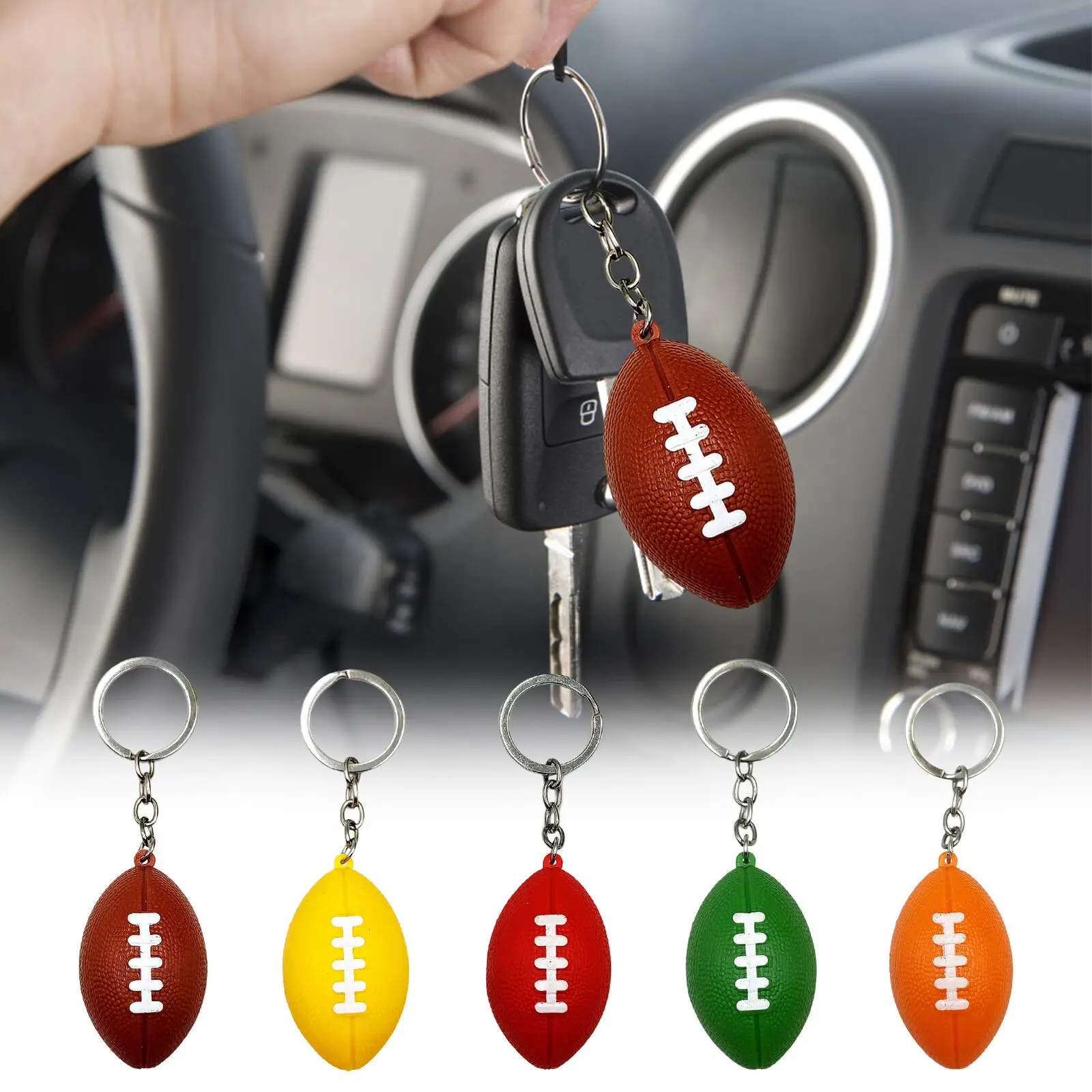 

Simulation Mini Rugby Key Chain Creative School Bag Backpack Pendant Car Key Accessories Keyring Small Souvenir Gift Keychain