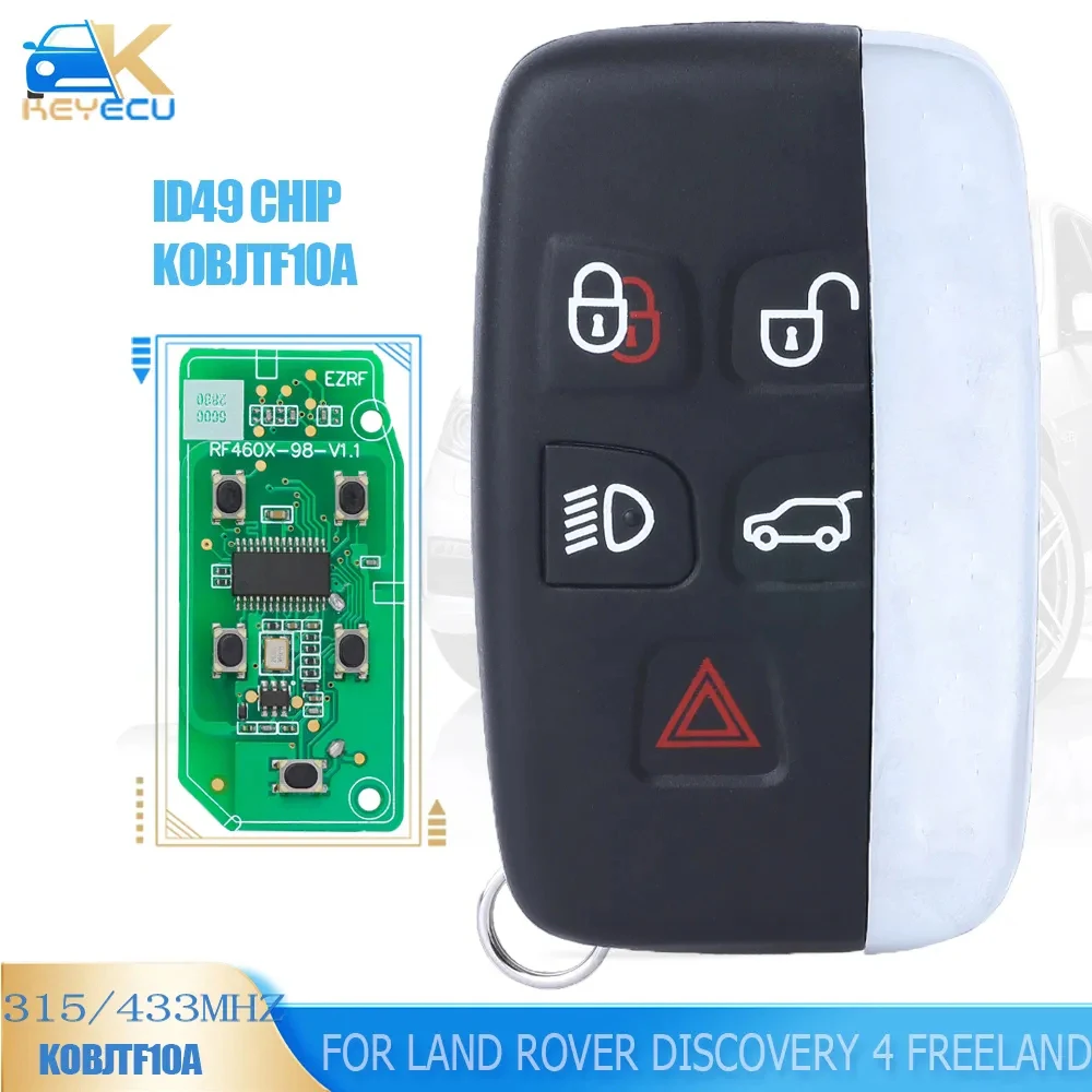 Car Remote Key Car Key KEYECU KOBJTF10A 315MHz/434MHz PCF7953 ID49 Chip Smart Remote Key for Land Rover Discovery 4 Freelander Range Rover Sport Evoque