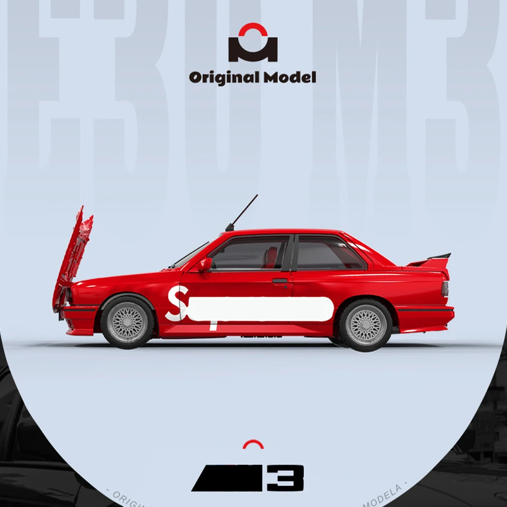 OM 1/64 E30 컬렉션 및 디스플레이 및 선물용 빨간색 도색 소규모 시뮬레이션 합금 자동차 모델