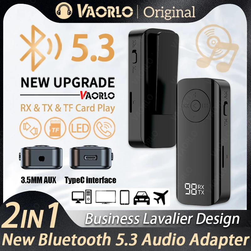 2 IN 1 Bluetooth 5.3 Audio Receiver Transmitter Stereo Music Wireless Adapter 3.5MM AUX With Mic For Car Airplane TV PC Headset bluetooth adapter bluetooth audio receiver bluetooth transceiver adapter audio adapter bluetooth aux adaptor