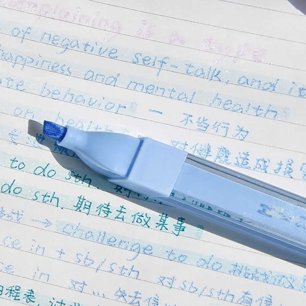 그라데이션 컬러 스파클링 하이라이터 페인팅 도끼 팁 형광 펜, 그래피티 눈 보호 손 계정 펜, 3 개/세트