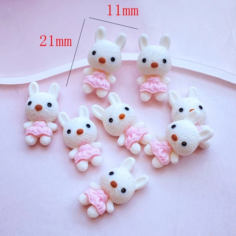 Cute Cartoon Little White Rabbit Flat Back Resin Cabochons Scrapbooking DIY Jewelry Craft Decoration Accessories 10Pcs rabbit ornaments rabbit ornament ornament crafts resin crafts accessories resin ornaments resin crafts