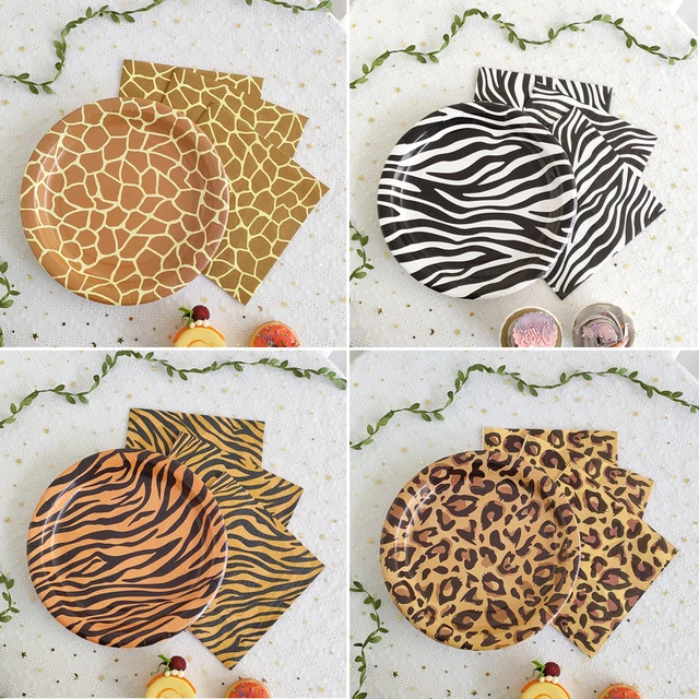 61 Pezzi Stoviglie Party Tema Giungla - Piatti, Bicchieri, Tovaglioli E Tovaglia - Foto 6