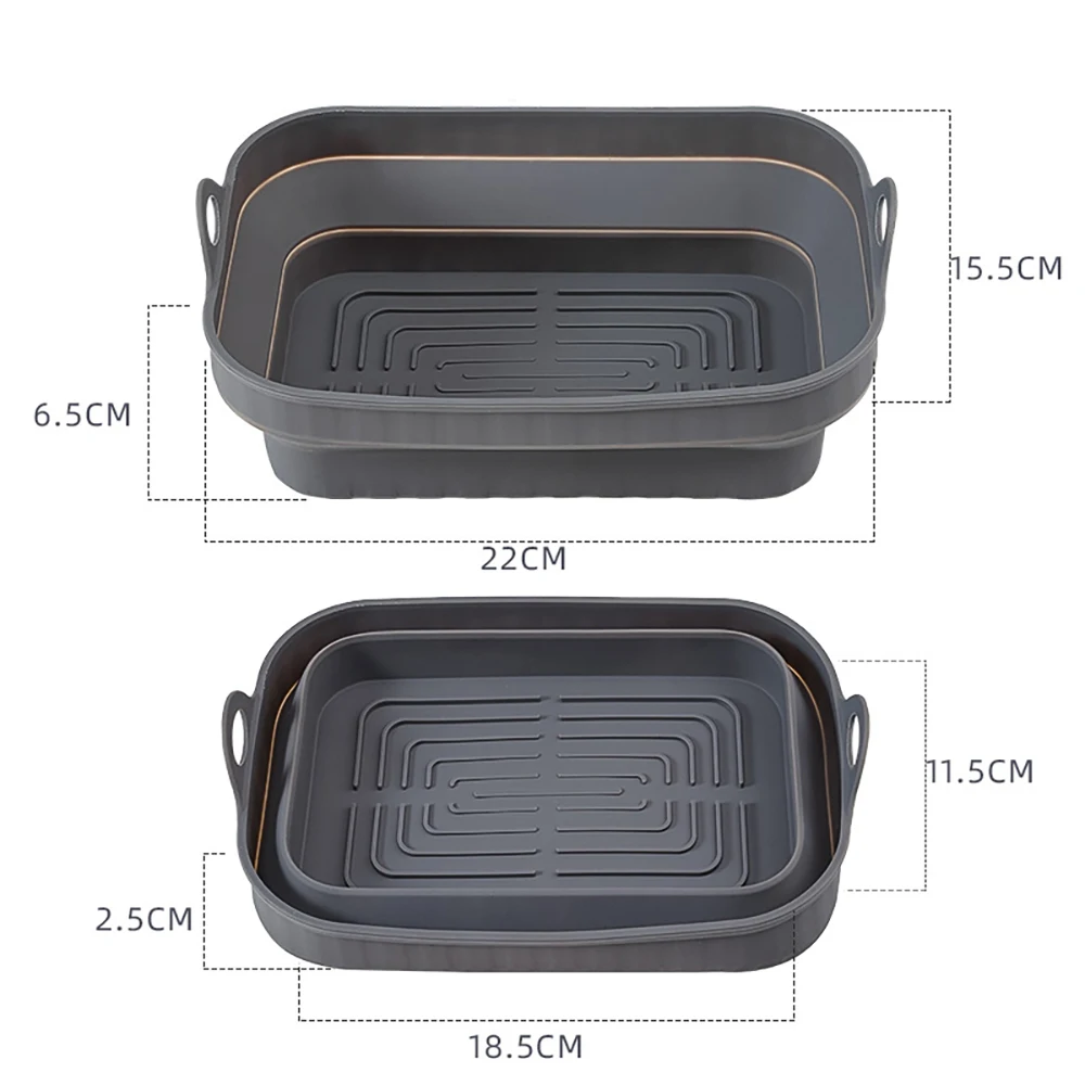 1/2pc Silicone Air Fryer Rectangular Tray Baking Pan Oven Pot Plate Liners  Dual 2 Basket Insert Dish Pan Accessories Ninja Foodi - AliExpress