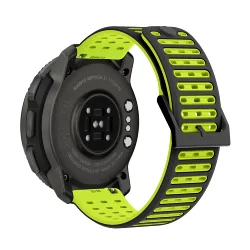 Breathable Silicone Sports Watch Strap - 22mm - Suunto9 peak pro (Black green)