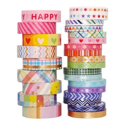 27Pcs Rainbow Washi Tapes Scrapbooking Supplies Decorative Adhesive Tape Gold Foil Masking Tape Kawaii Stationery Washi Tape