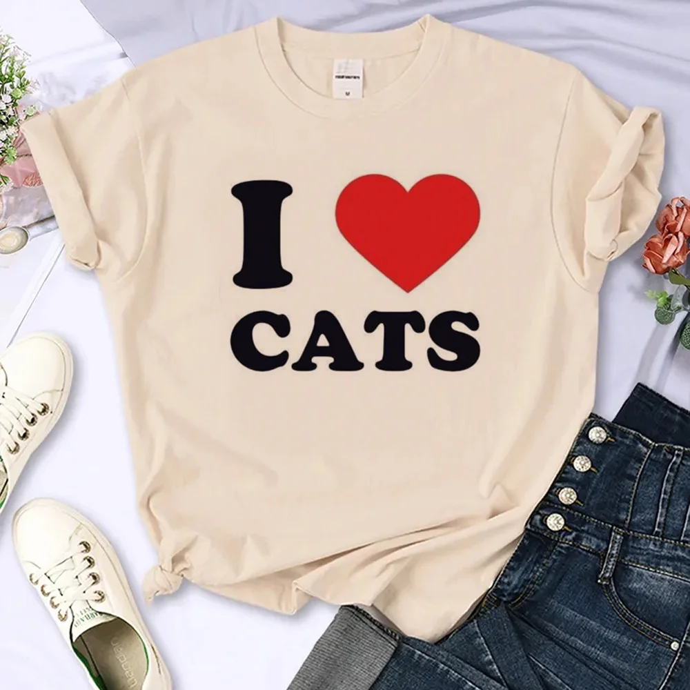 

i love cats t-shirts women streetwear Tee girl funny designer clothing