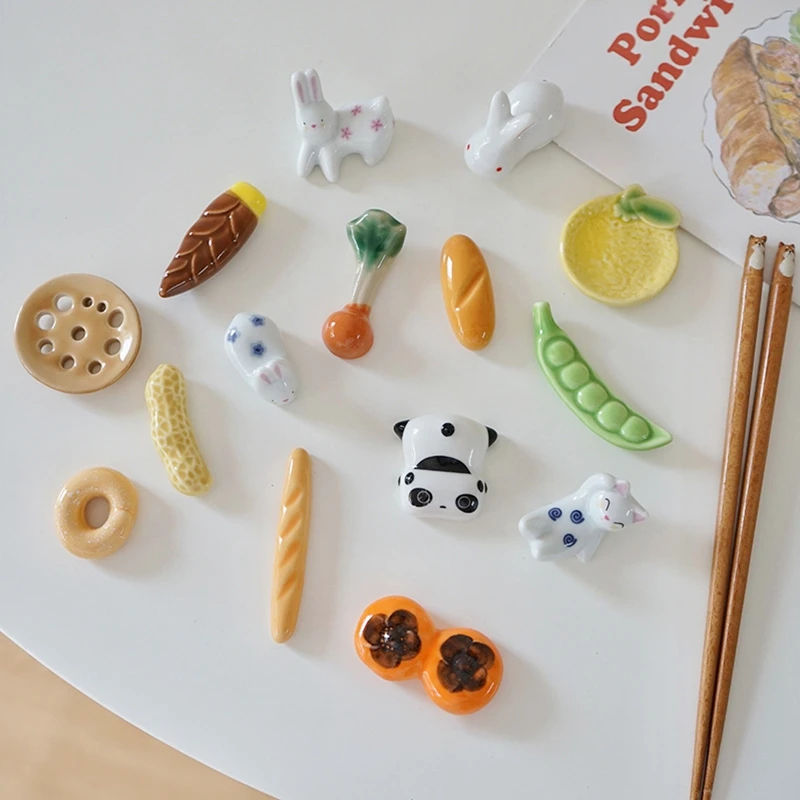 Description Picture 4 of itemCeramic Chopsticks Holder Stand Peanut Cute Spoon Fork Rest Lucky Japanese Fine Design Chopstick Rack Pillow Kitchen Tableware