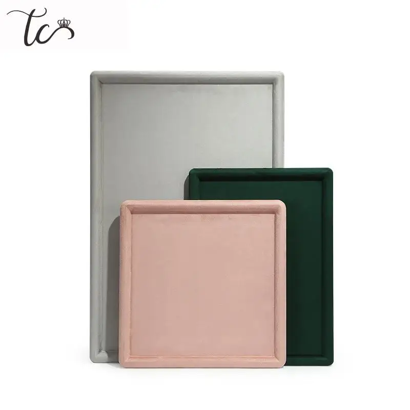 Velvet Square Jewelry Storage Display Tray Ring Earrings Pendant Necklace Bracelet Pearl Watch Display Tray