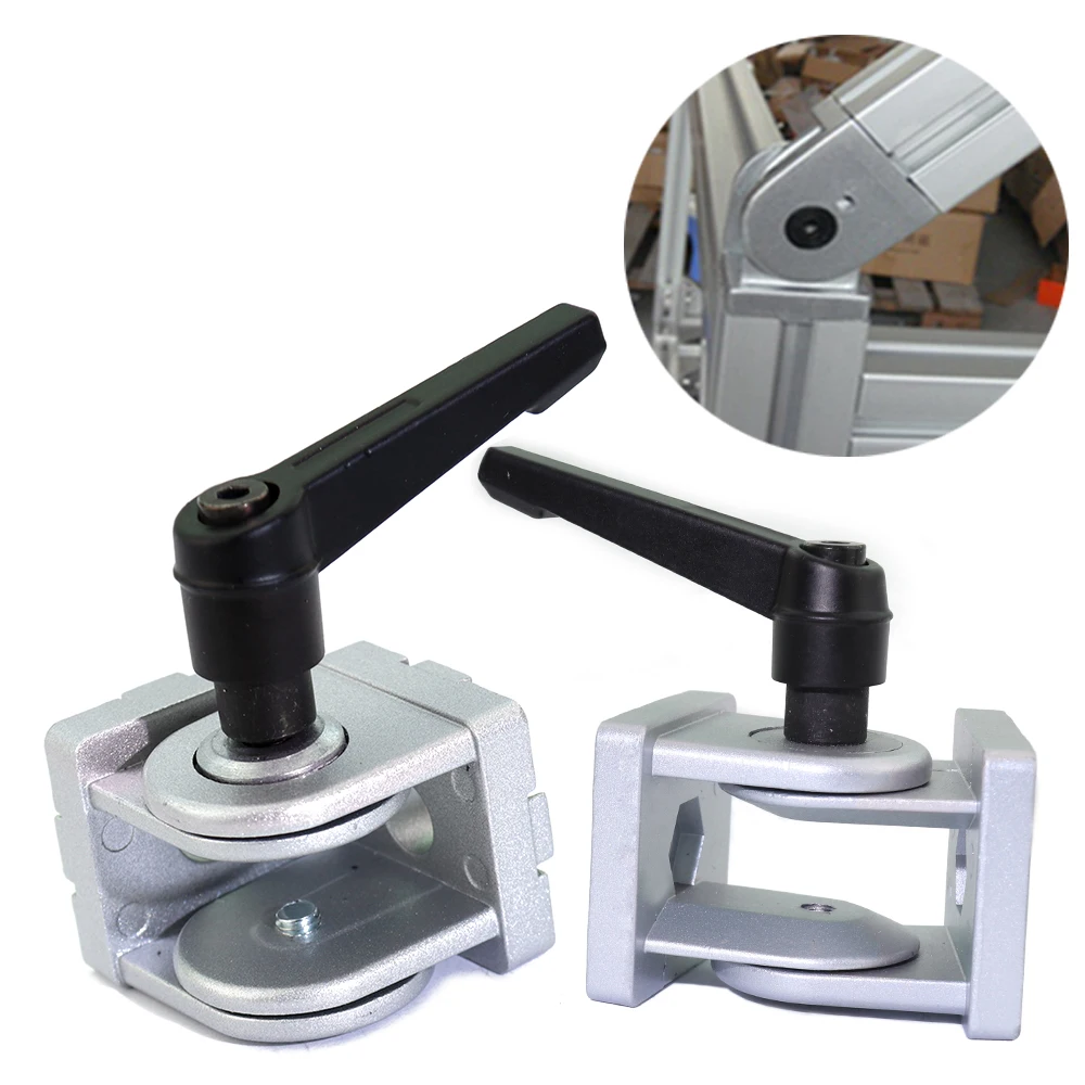 Zinc Alloy Flexível Pivot Joint Connector Dobradiça de Canto para Perfil de Alumínio Ângulo Direito 30 40 1pc