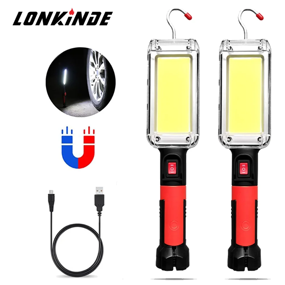 USB Rechargeable COB Work Light led flashlight camping lights camping lamp led work light work light solar lantern 1/2/4pcs Portable LED Flashlight 18650 Adjustable 2Mode Waterproof Magnet Design Camping Lantern