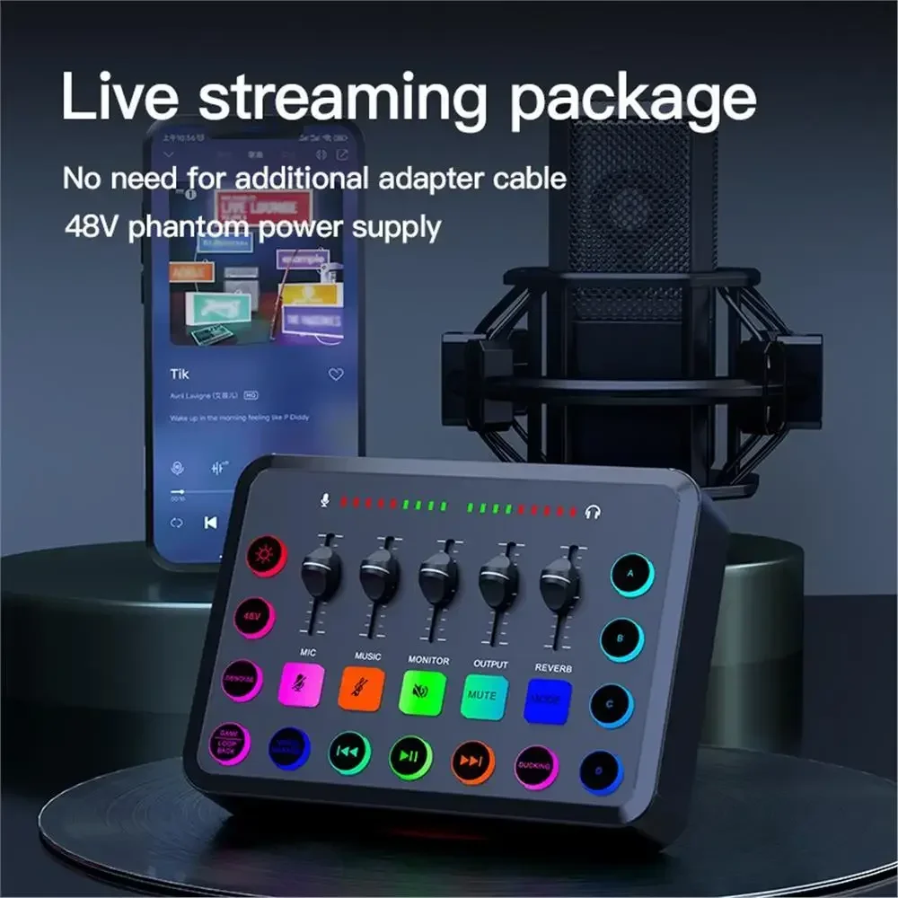 5-Channel Live Sound Card Audio Mixer F11 Professional Studio Recording Kit Podcast Accessories Parts DJ Recording Equipment audio mixer