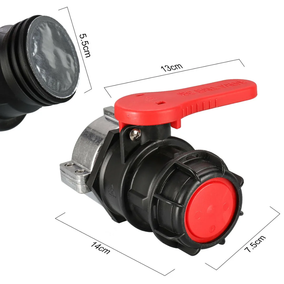 2 Adattatori Per IBC Serbatoio 1000L – Raccordo S60x6 Con Uscita 1/2″ – Gomito Per Tubo Da Giardino E Valvola – Raccordo In Plastica Per Cisterna D’Acqua