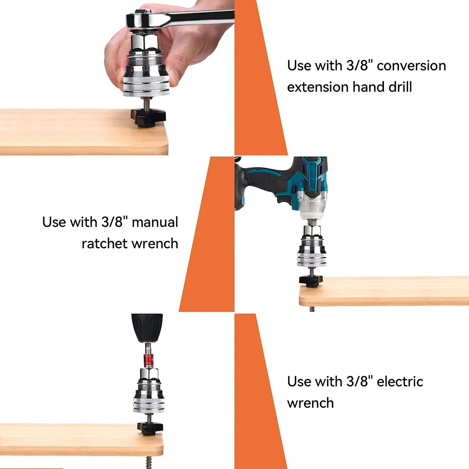 Universal Electric Wrench Sleeve Converter Fits for Standard 3/8-3/4'' 10 to 19mm Super Socket Multifunctional Drive Wrench Tool