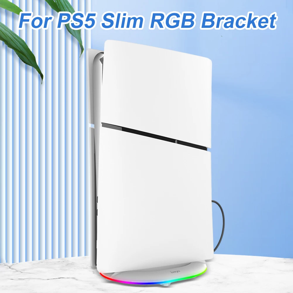 PS5 Slim/PS5 Pro 콘솔 브래킷용 RGB 조명이 있는 수직 냉각 스탠드 PlayStation 5 Slim/Pro Accessor용 미끄럼 방지 베이스