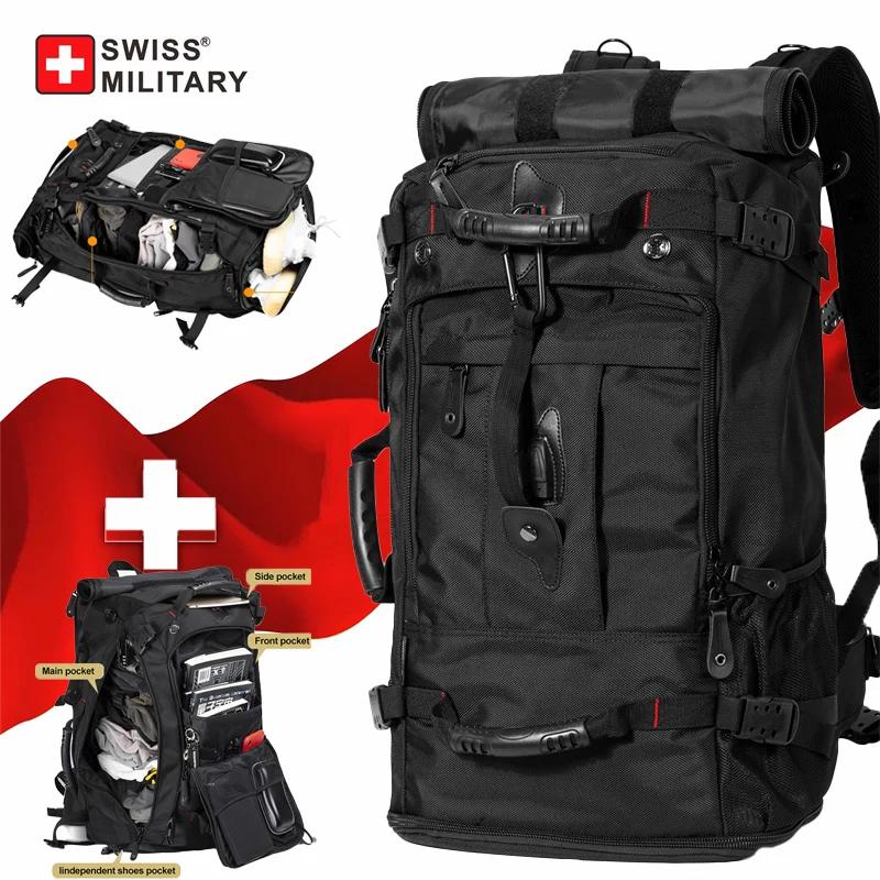 SWISS MILITAR 50L 70L Mochila de viaje de gran capacidad Equipaje ...