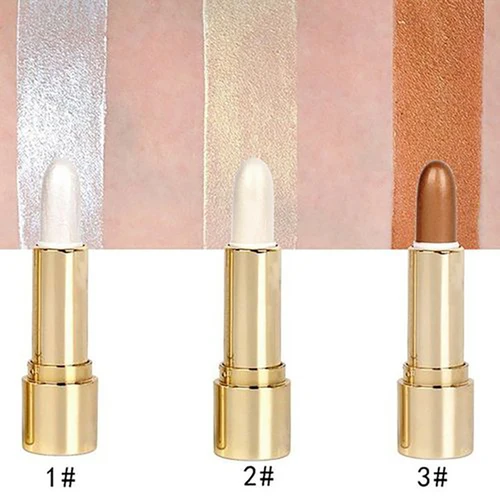 3D 페이스 브라이트닝 하이라이터 바, 코스메틱 페이스 컨투어, 브론저 쉬머 하이라이터 스틱, 컨실러 크림, 메이크업 도구, 3 색 3