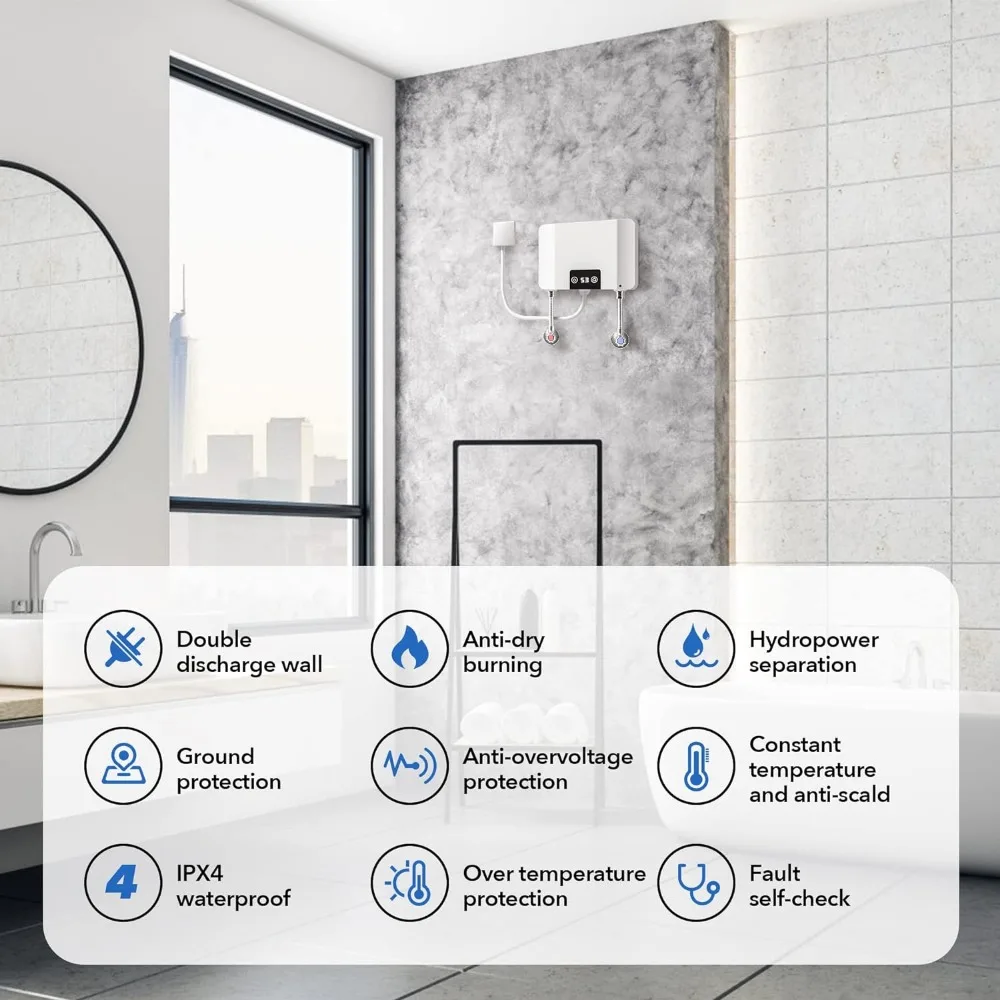 MHX Electric Tankless Water Heater, 5500W 220V Constant Temperature Water Heater w/Self Modulating, 360&deg;Install Touch