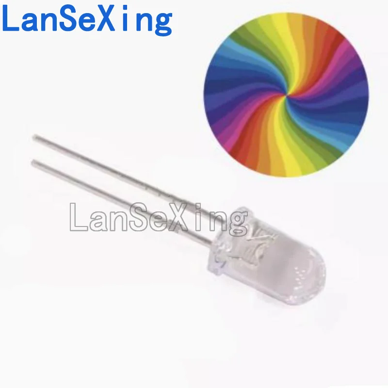 5mm seven color slow flashing LED light 5MM color changing self flashing LED light emitting diode (100 pieces)