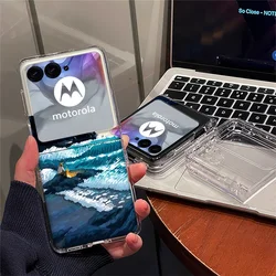 Abstract Oil Painting Art Pattern Transparent Hard Folding Phone Case - Moto Razr Plus 2025 (Clear)