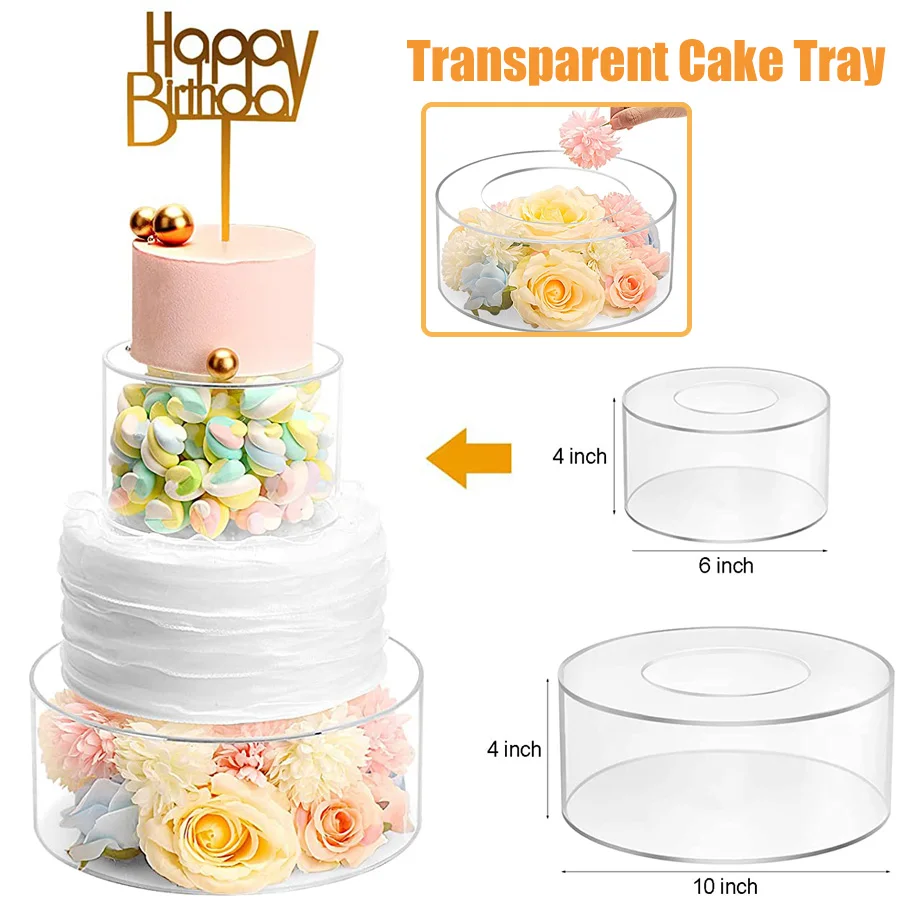 1PCAcrylicCakeDisplayBoardRoundCakeEdgeSmootherScraperTray