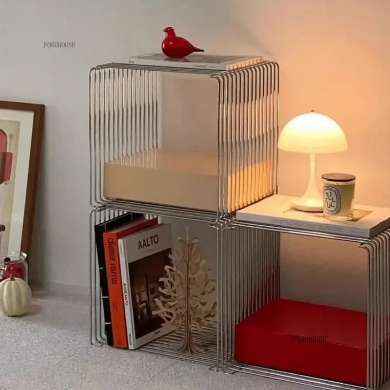 Description Picture 4 of itemLuxury Simple Metal Magazine Rack Mini Coffee Table Nordic Designer Bedroom Bedside Table Art Ins Living Room Furniture d