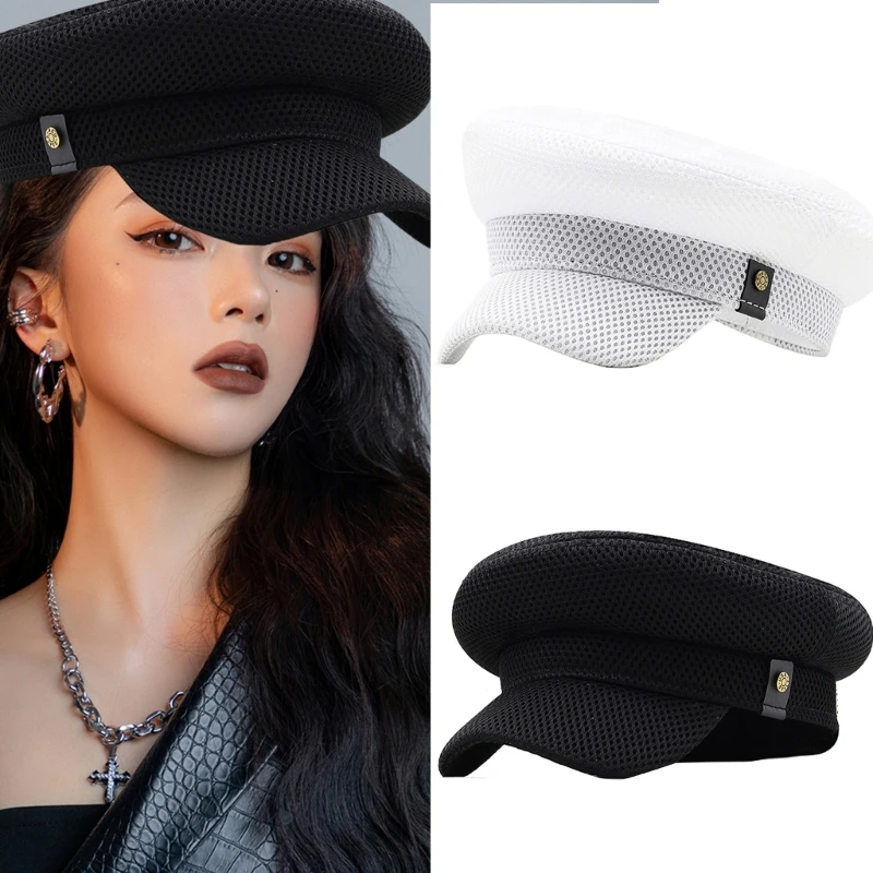 

Newsboys Mesh Hat for Women Men Breathable Cabbie Hat Cool JokerGirl Fashion Octagonal Cap Teens Cosplay Headwear
