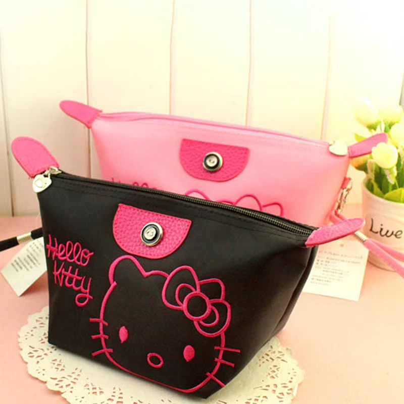 

Сумка для макияжа HelloKitty, сумка для хранения для девочек из аниме, мультяшная кавайная вместительная Водонепроницаемая Сумочка, подарок