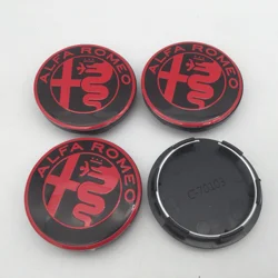 4 - Piece Set: 50mm Car Emblem Wheel Hub Center Cap Badge Covers and Stickers (50mm black red cap)