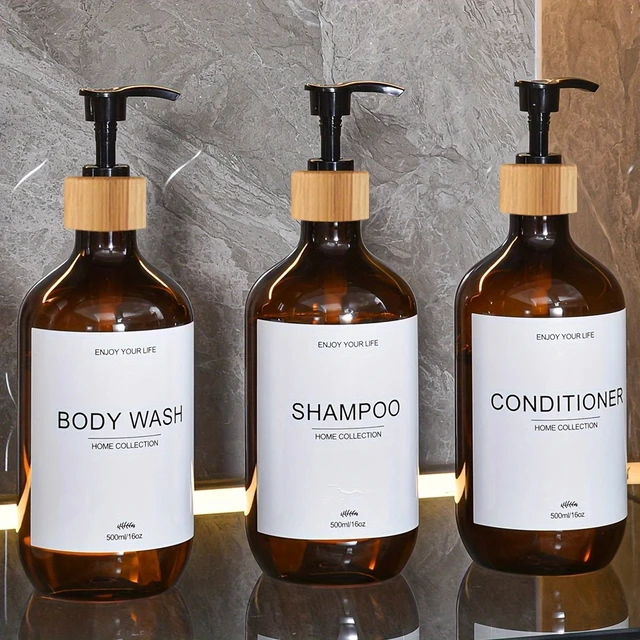 ห้องน้ําแชมพูชุดเครื่องจ่าย 500ml Conditioner Body Wash ขวดรีฟิล Dispenser บ้านไร่ตกแต่งขวด 1