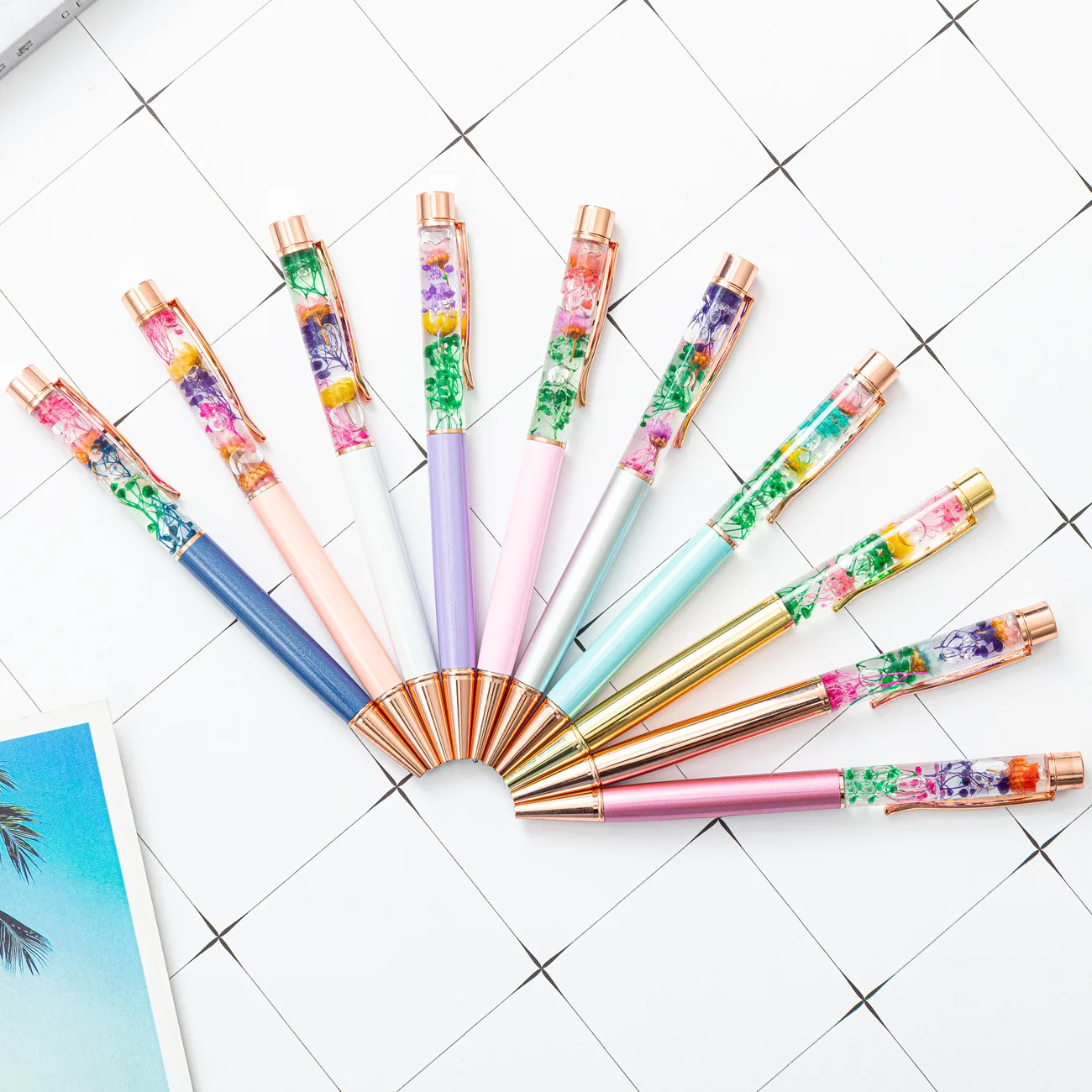 

11 шт. шариковые ручки, металлические шариковые ручки, металлические шариковые ручки с сухим цветком, офисные принадлежности, канцелярские принадлежности для студентов