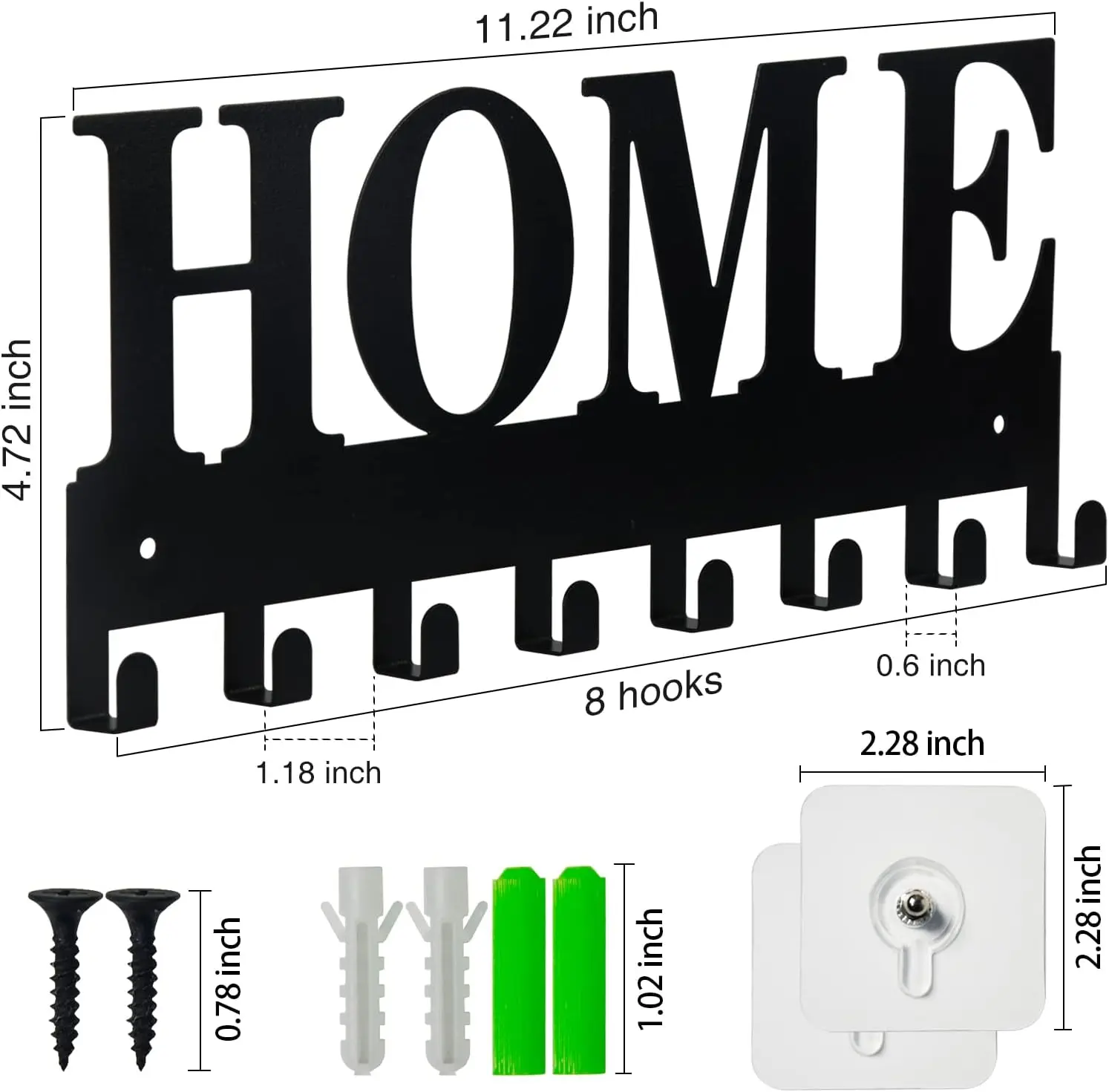 Key/Home Holder for Wall Nail-Free Wall Mounted Key Hooks for Wall, Metal Key Rack for Entryway 5