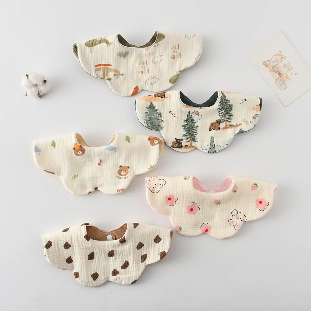 Cute Cotton Baby Feeding Drool Bib Infants Two-sided Usable Saliva Towel Soft Burp Cloth saliva towel baby bib feeding bib cotton bib set cotton bib For Newborn Toddler Kids Bibs
