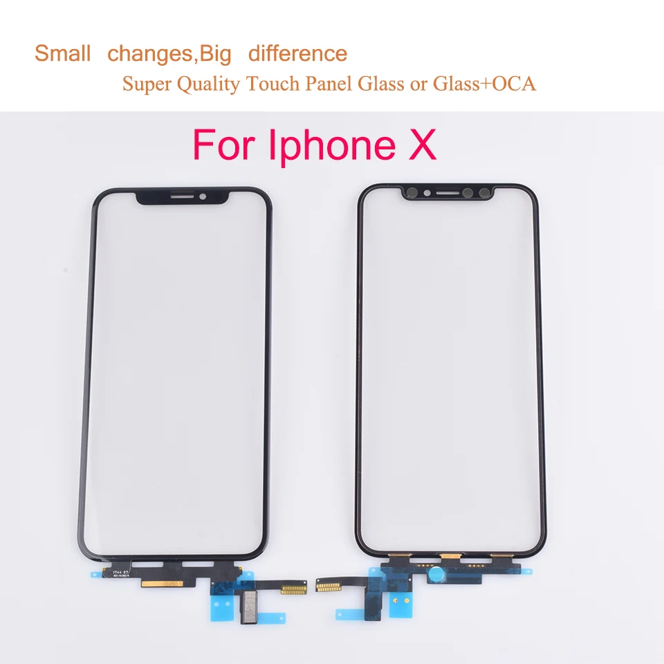 10Pcs/lot For Iphone X XR XS Max 11 12 Pro Max Touch Screen Digitizer Panel Sensor Front Glass For iphone 13 Pro With OCA