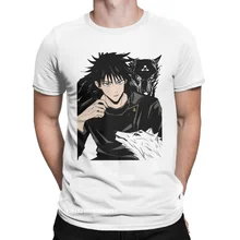 Megumi camisetas de algodón Fushiguro Jujutsu Kaisen para hombre, camisa de cuello redondo de Anime, Tops Harajuku de talla grande, novedad