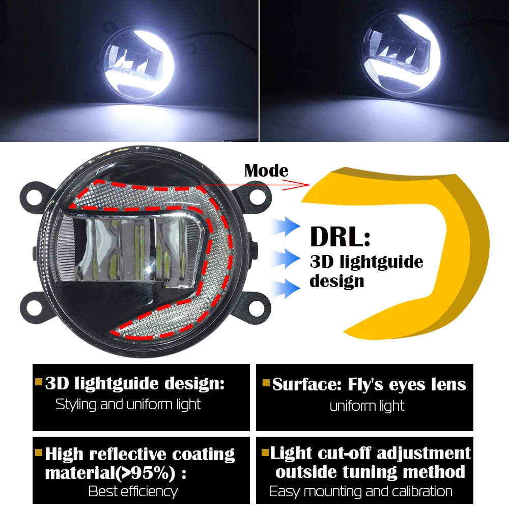 Enquêter Antibrouillard LED 2 en 1 avec Design DRL, Feux de Jour, 30W, 12V, pour Ford Focus Mk2 Mk3 Sedan URA back Estate 2008-2015