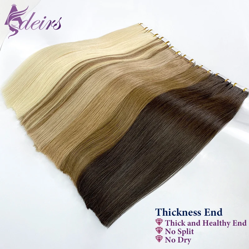 ADEIRS Virgin Hair Tape In Human Hair Extensions Real Natural Extensions Brown Blonde Invisible Tape In Straight