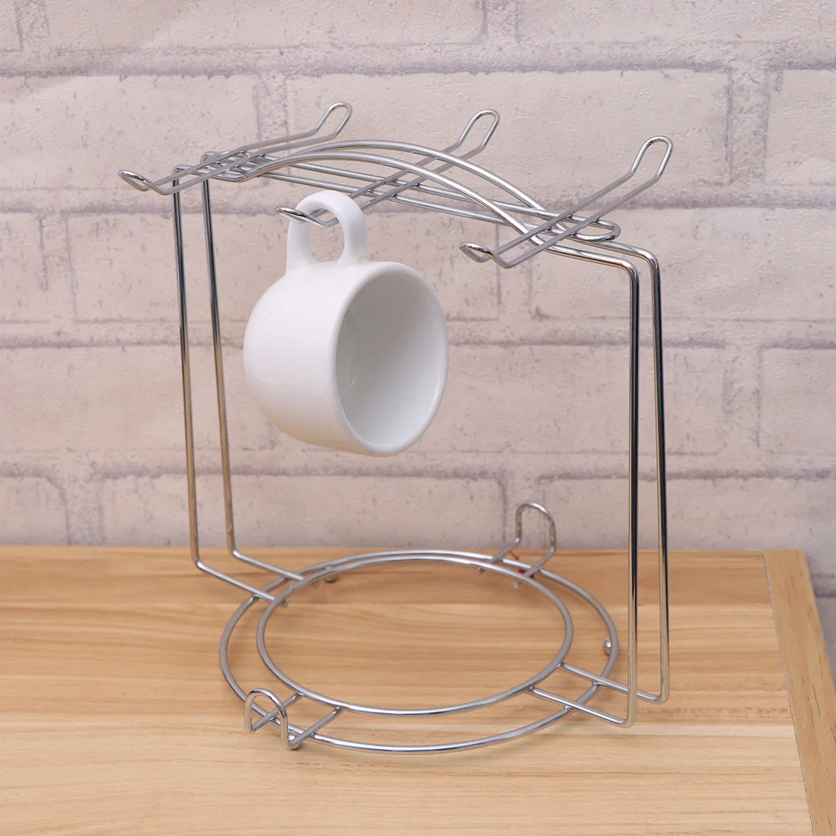 

Stainless Steel Coffee Cup Holder Cup Plate Organizer Kitchen Cabinet and Counter Shelf Organizer Mug Holder(for 4Cups 6Plates)
