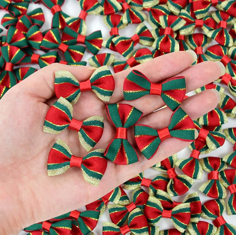 

30pc Christmas Satin Ribbon Bows Handmade DIY Gift Wrapping Decor Bow Craft Merry Christmas Hair Accessory Xmas New Year Navidad