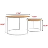 Industrial Round Coffee Table Set of 2 End Table for Living Room,Home Office,Stacking Side Tables,Wood Look Accent Furniture 2