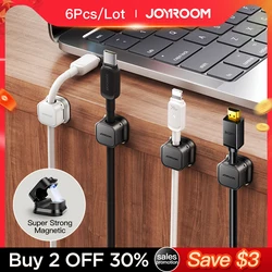 3/6PCS Upgraded Magnetic cable organizer Clips Cable Management Wire Manager Cord Holder Charging Cable Winder Wall Mounted Hook
