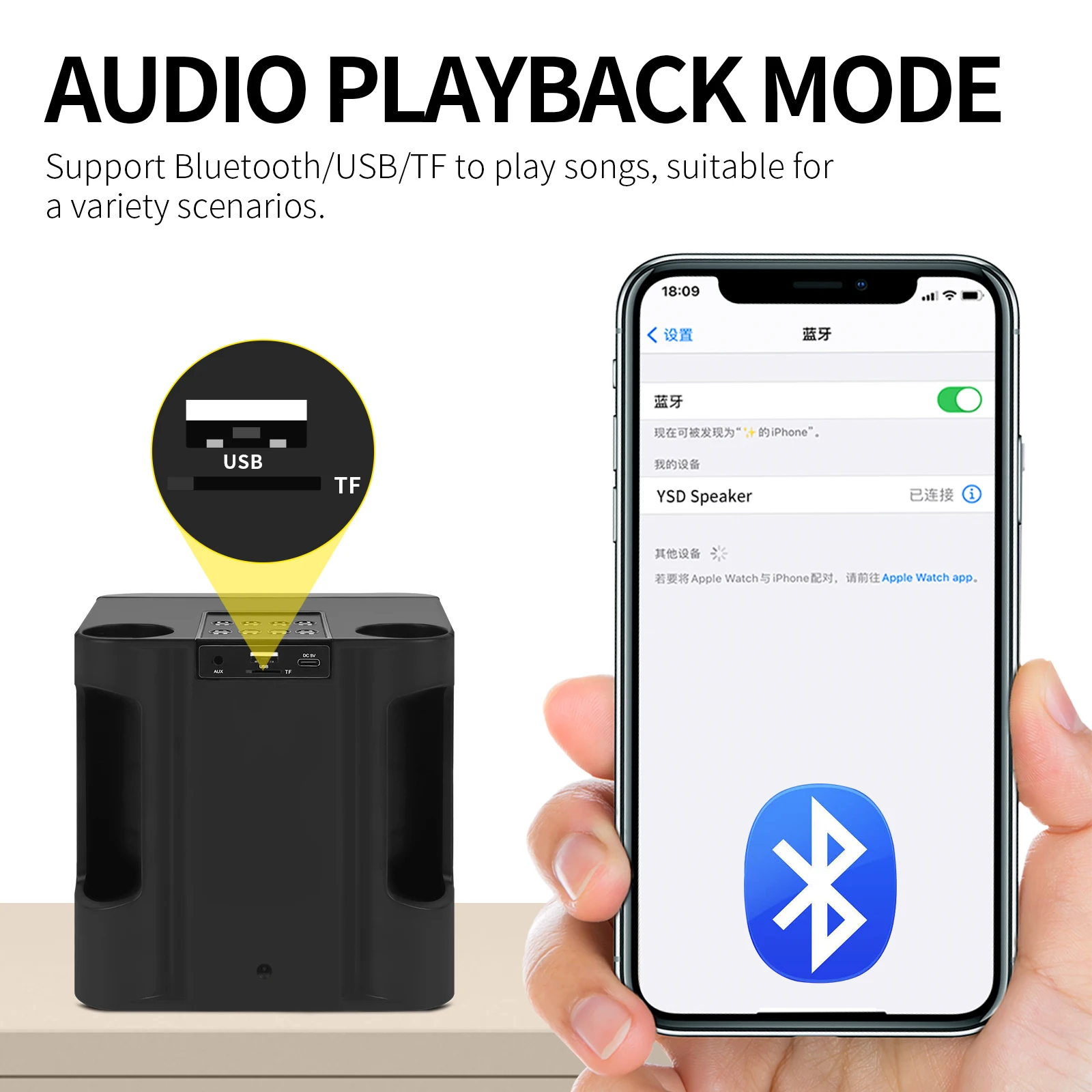 US $58.51 - 64.67 New high-power portable professional karaoke dual microphone bluetooth speaker smart external karaoke equipment caixa de som