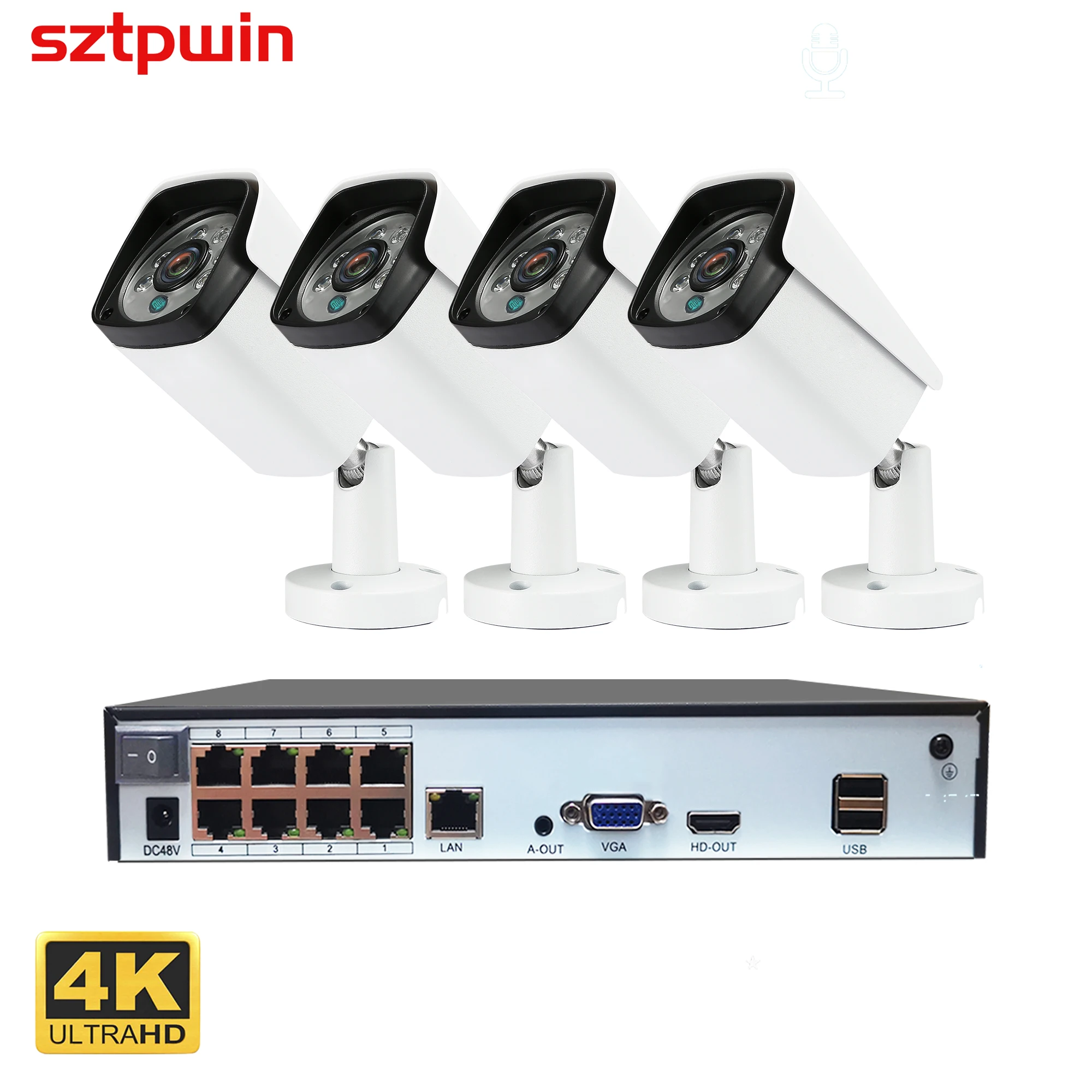 H-265-4CH-4k-8MP-POE-Security-System-Kit-Audio-Recorder-Rj45-Face ...